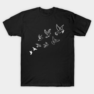 White Pigeon Swarm Design for Pigeon Lovers T-Shirt